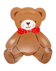 Teddy bear plate with a red bow tie on a white background