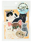 Sticker pack with cat illustrations on a white background