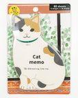Cat-shaped memo pad with 'Cat memo' text on a colorful packaging
