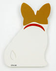 Product with a white body, brown ears, and red collar on a white background