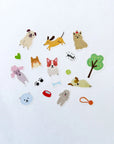 A set of dog themed washi stickers on a white background