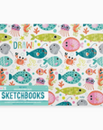 A page of quatic life illustrations on an opened book page, including various fish and marine animals.