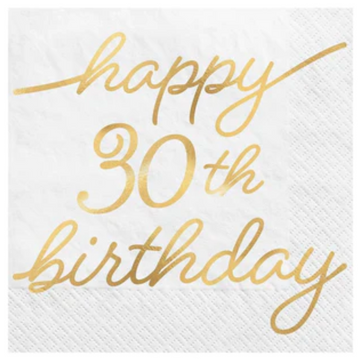Gold Script Happy 30th Birthday Napkins