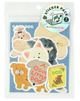 Sticker pack with cartoon dog designs on a blue background
