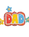 Colorful balloon with 'DAD' letters and stars on a white background