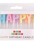 Happy Birthday Pastel with Gold Glitter Candle Set