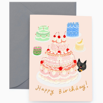 Le Gateau Cake and Cat Birthday Card