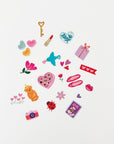A set of love themed washi stickers like hearts and flowers