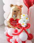 capybara valentine's day balloon and daisy balloons