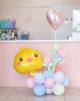 easter bunny balloon arrangement with balloon tulips