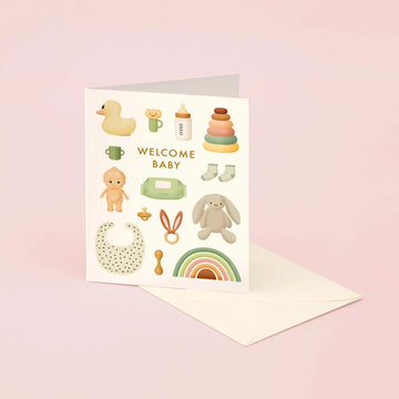 Pastel Toys Welcome Baby Card