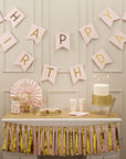 Pink Gold Foil Birthday Banner