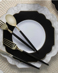 Black & Gold Plastic Cutlery Set