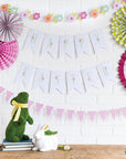 happy easter banner and decorative fans