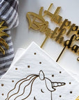 Gold Happy Birthday Cake Topper