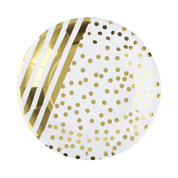 Gold Striped and Dot Small Plates