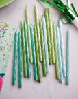 Green Teal Pearl Spiral Candles
