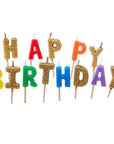 Rainbow and Gold Glitter Happy Birthday Candles