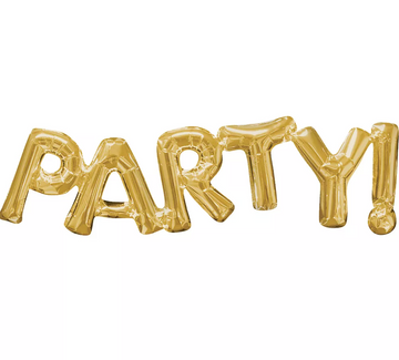Party! Gold Letter Balloon Banner