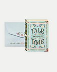 a small note card that resembles a story book