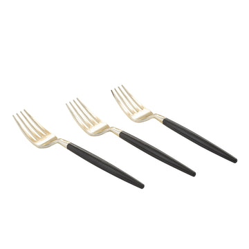 Black and Gold Plastic Mini Forks