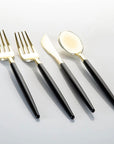 Black & Gold Plastic Cutlery Set