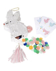 bunny favor pinata with confetti and tattoos
