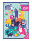 Cat Party Puzzle Greeting Card