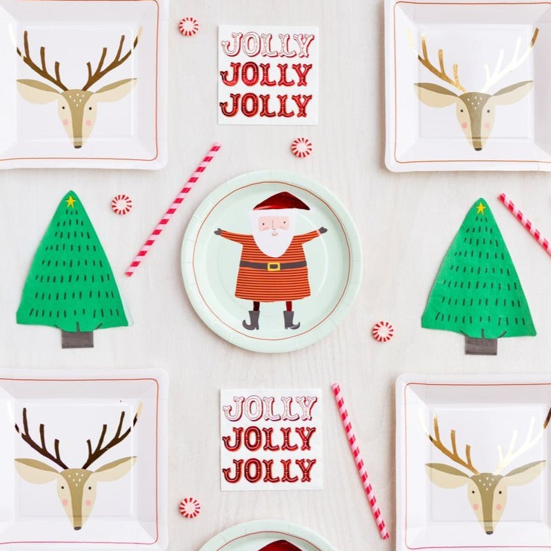 jolly santa reindeer Christmas tree decorative tableware