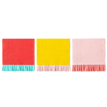 red pink yellow aqua fringe napkins