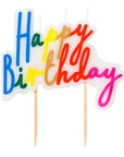 rainbow script cursive triple wick birthday candle