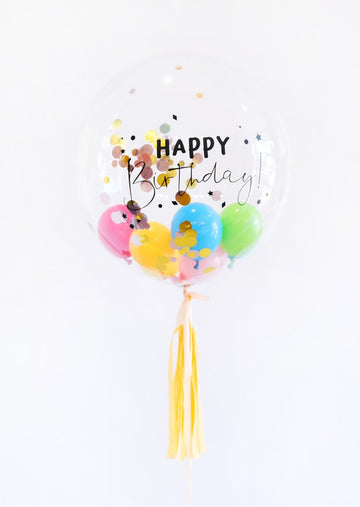 Happy Birthday Bubble Balloon with Tassel - Customizable