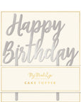 Silver Happy Birthday Cake Topper