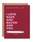 I Love Naps and Bacon and You Scratch-Off Card