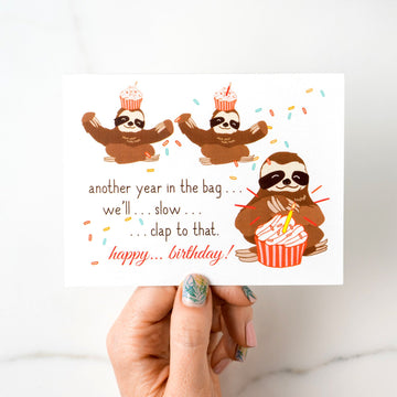 Slow Clap Sloths Birthday Greeting Card