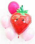 smiling strawberry pink balloon bundle