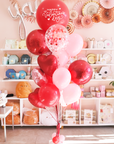 large valentine's day balloon bouquet in red and pink colors