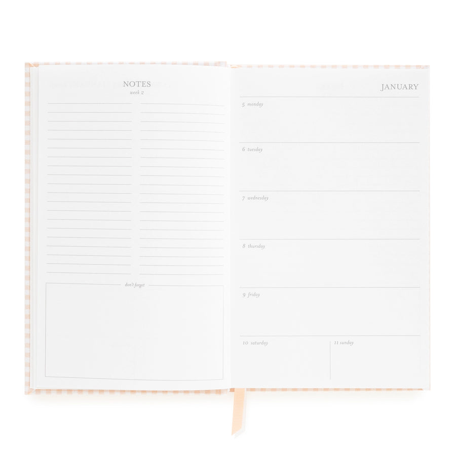 2026 Pink Gingham Small Bound Agenda