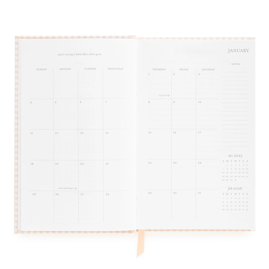 2026 Pink Gingham Small Bound Agenda