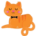 A orange tabby cat shaped balloon wearing a black bow tie.
