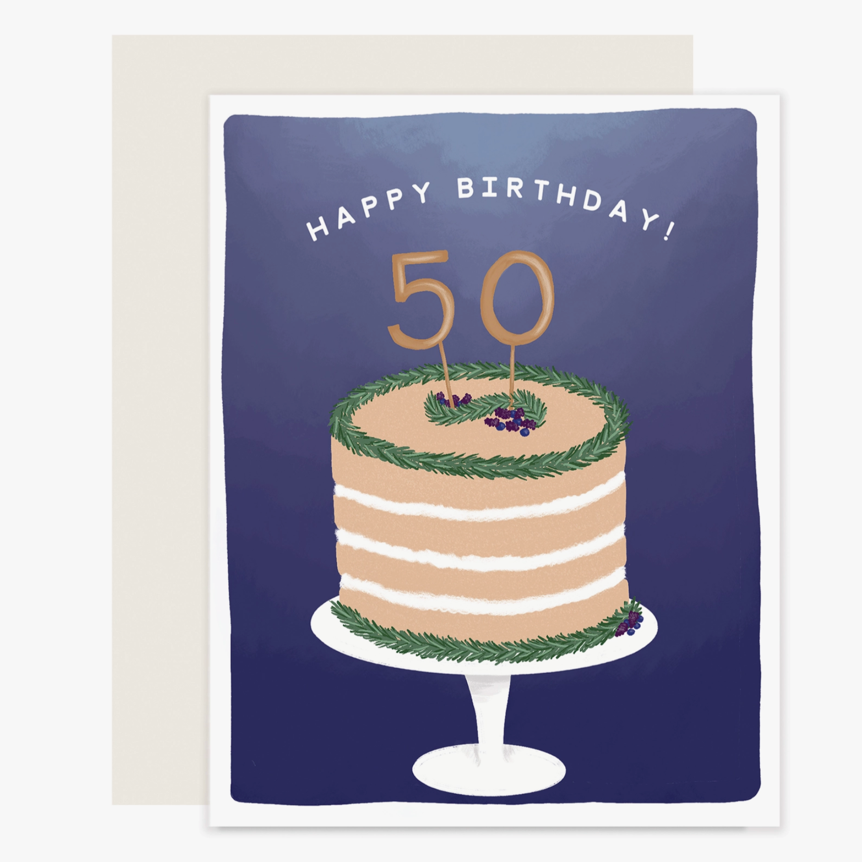birthday greeting card with numbers 50 on top of a cake
