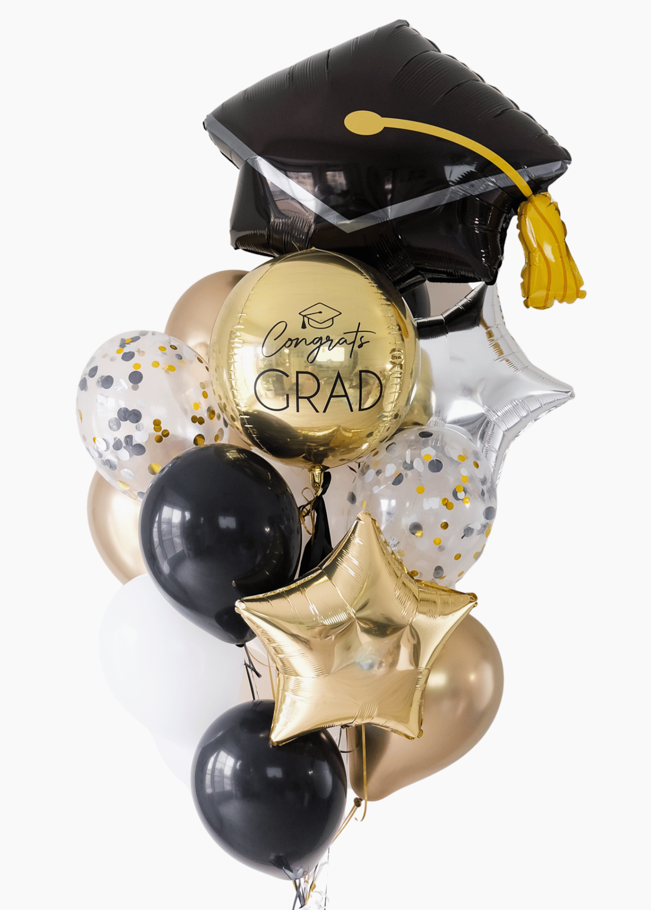 custom graduation balloons with grad cap shape