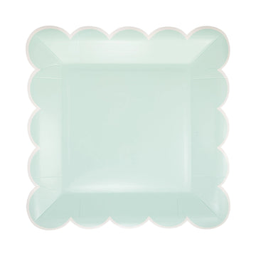 Aqua Scalloped Square Plates