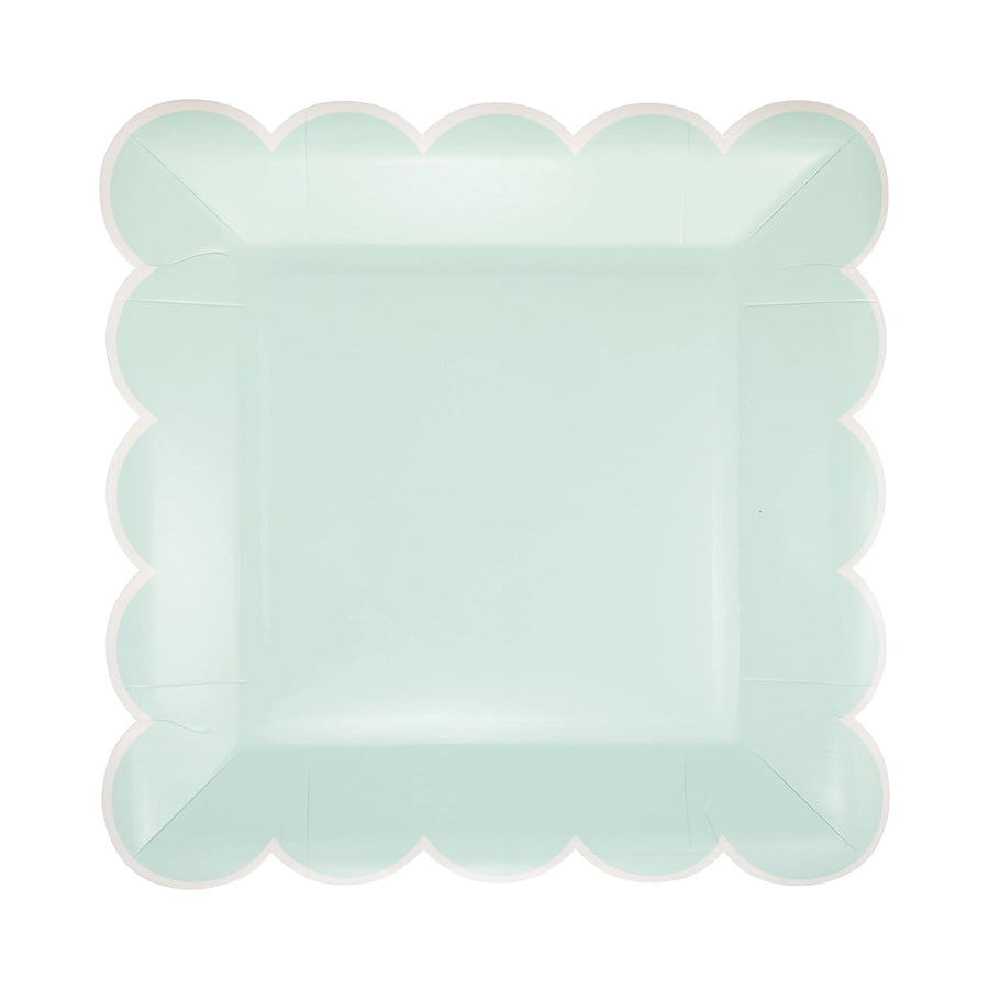 Aqua Scalloped Square Plates