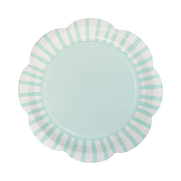 Aqua Striped Scallops Plates