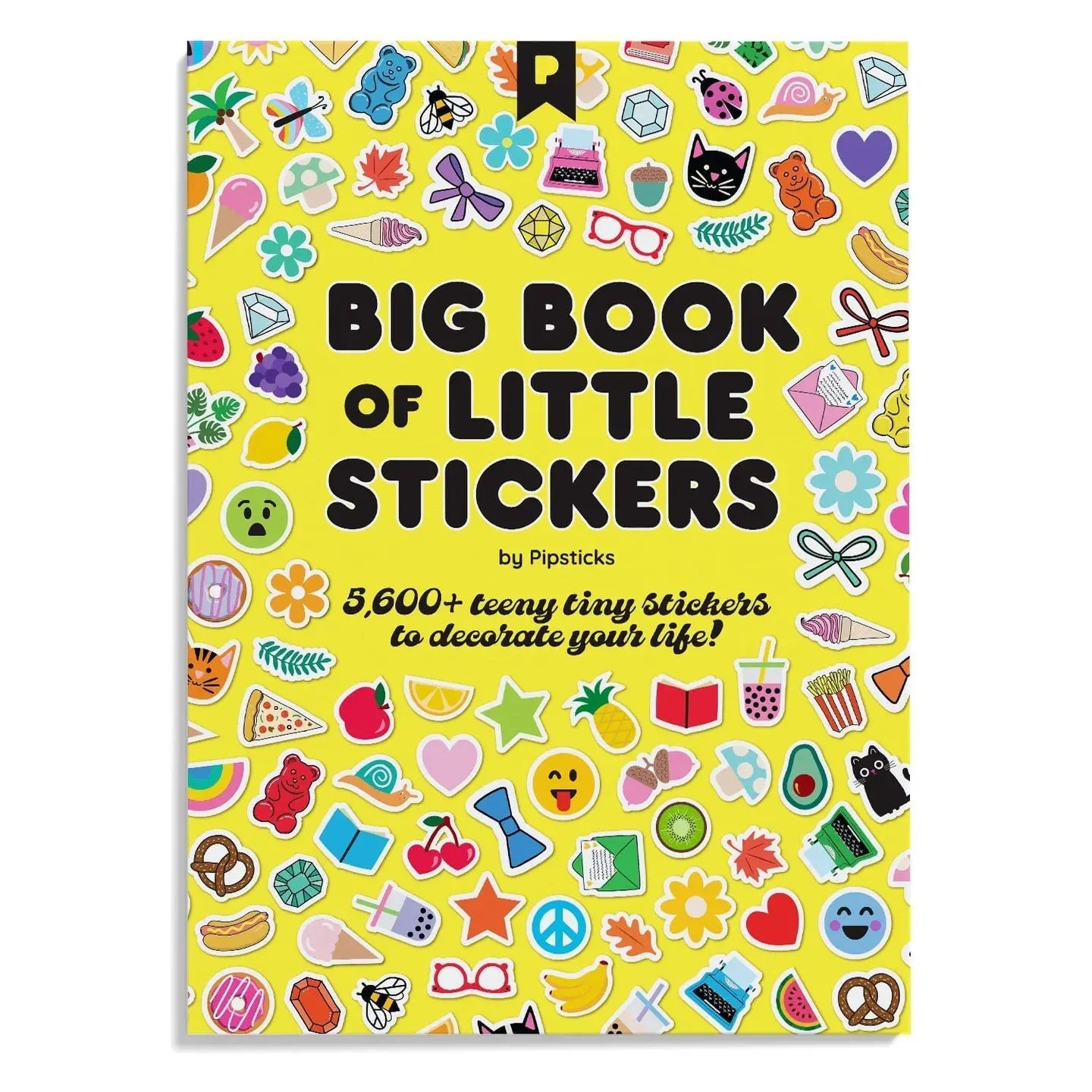 Big Book of Little Stickers with colorful designs on a yellow background