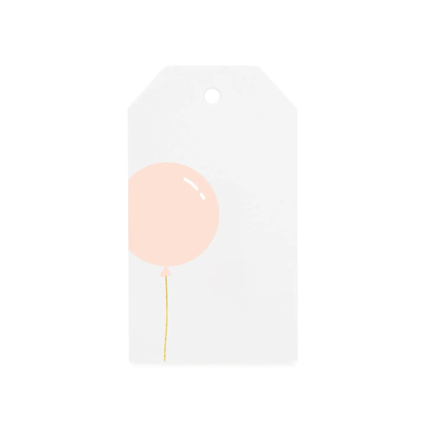 Gift tags with printed pink balloon on a string