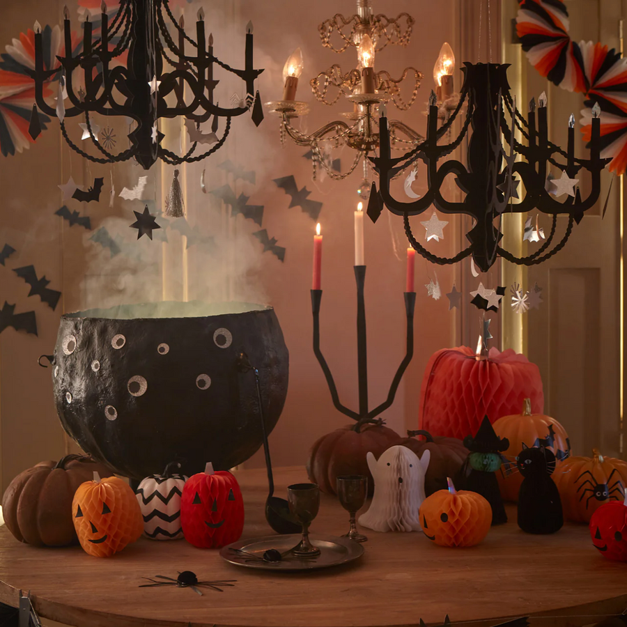 Black Paper Halloween Chandelier