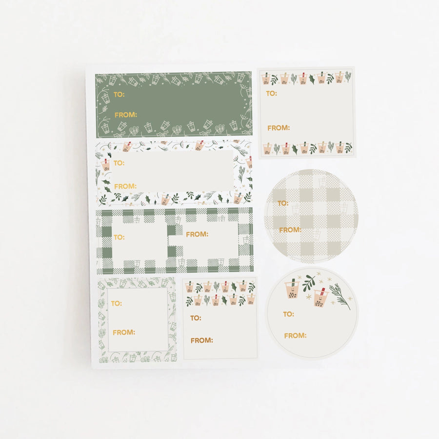 Boba Holiday Gift Sticker Label Sheets