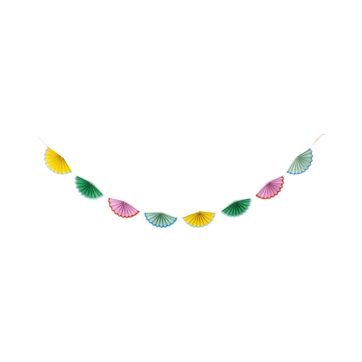 Colorful bunting banner fans on white background